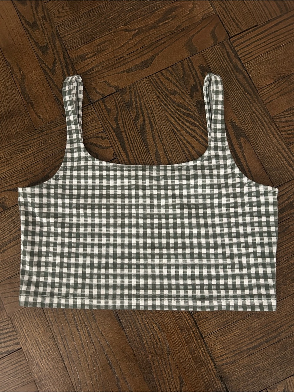 Lou & Grey Green and White Gingham Crop Tank